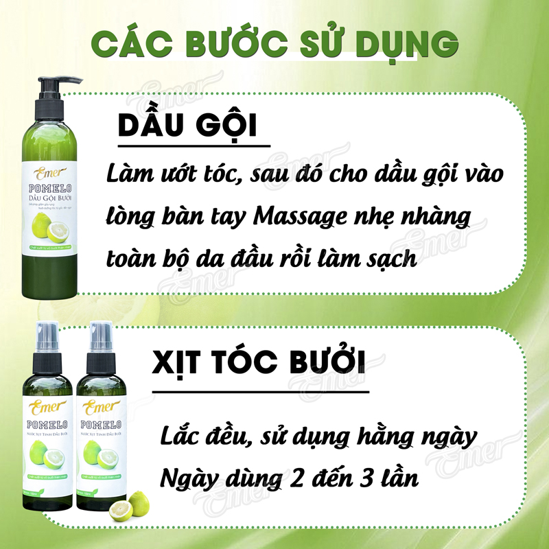 Liệu trình dầu gội xịt tóc bưởi Emer