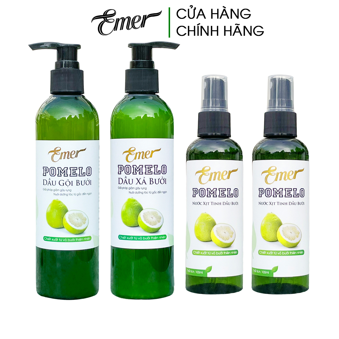 Dầu gội bưởi, dầu xả bưởi, nước xịt tinh dầu bưởi Emer