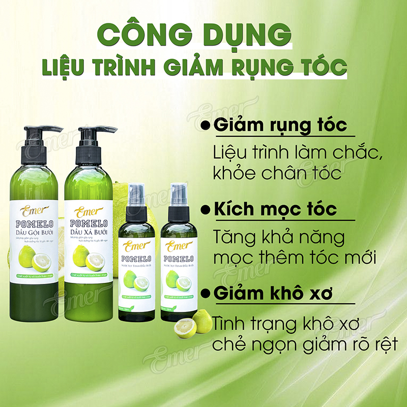 Dầu gội bưởi, dầu xả bưởi, nước xịt tinh dầu bưởi Emer