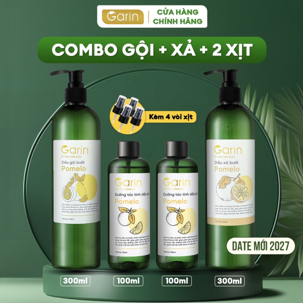 Liệu Trình 1 chai Dầu gội bưởi + 1 chai Dầu xả bưởi  + 2 chai Tinh dầu bưởi xịt Pomelo Emer giúp giảm rụng tóc, kích mọc tóc nhanh cho mái tóc chắc khỏe và suôn mượt tự nhiên